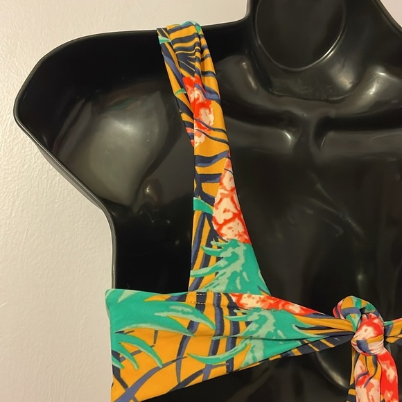 Aerie Yellow Orange Pineapple Tropical Wide Strap Scoop Bikini Top size M - Picture 10 of 13